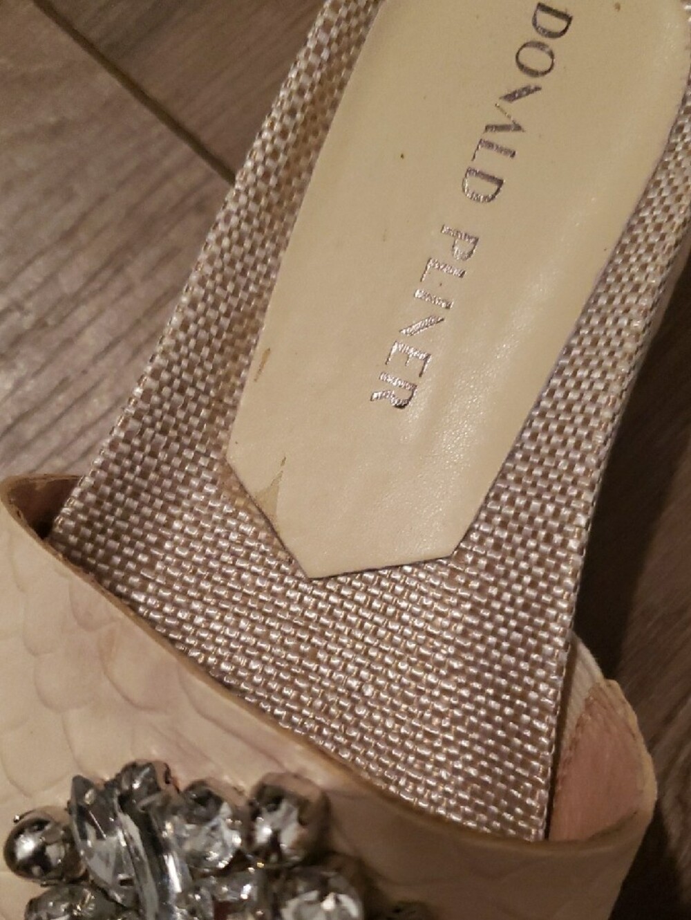Donald J. Pliner Cream Jeweled Slide Mules - Picture 6 of 8